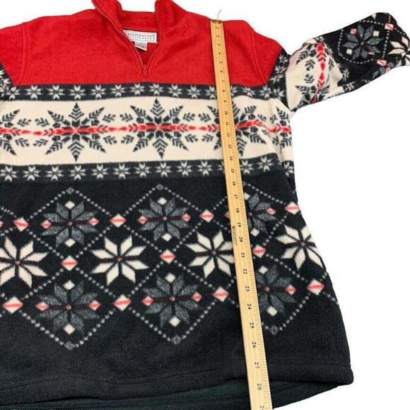 Jennifer Moore Activewear 1/4 Zip Snowflake Red Black Fleece Pullover Sweater Si - Picture 6 of 7